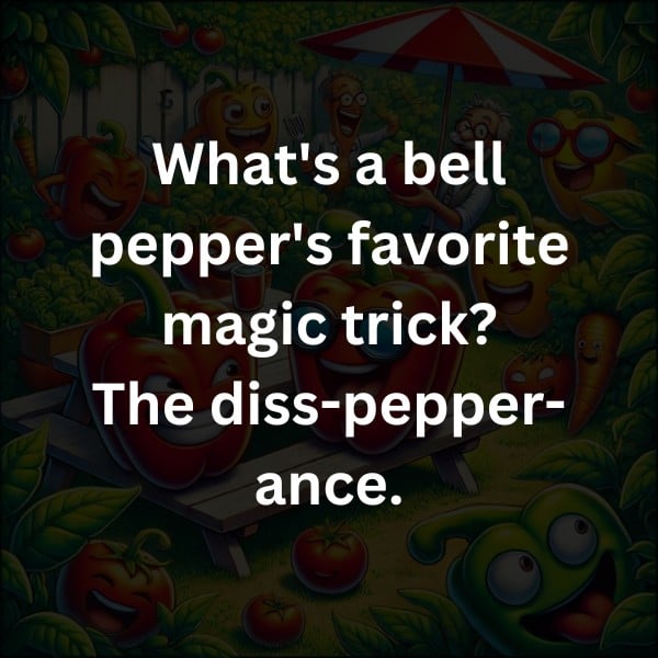 What's a bell pepper's favorite magic trick? The diss-pepper-ance.