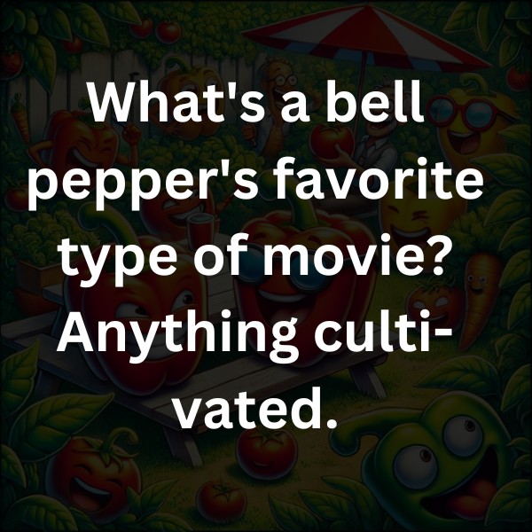 What's a bell pepper's favorite type of movie? Anything culti-vated.