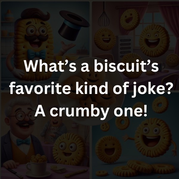 What’s a biscuit’s favorite kind of joke? A crumby one!
