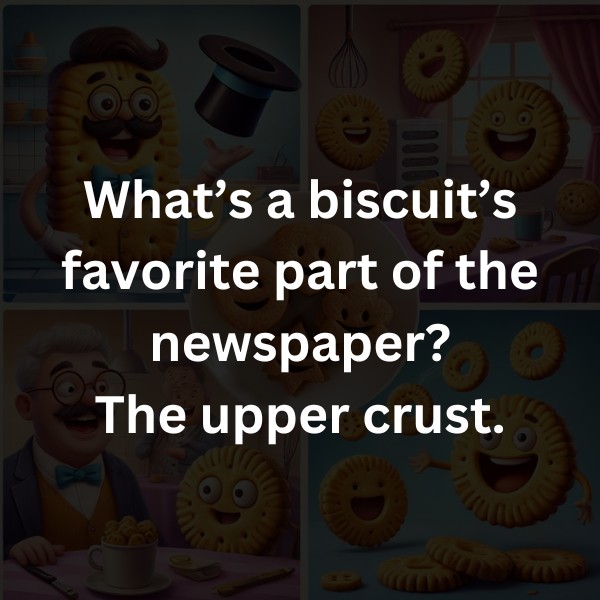 What’s a biscuit’s favorite part of the newspaper? The upper crust.
