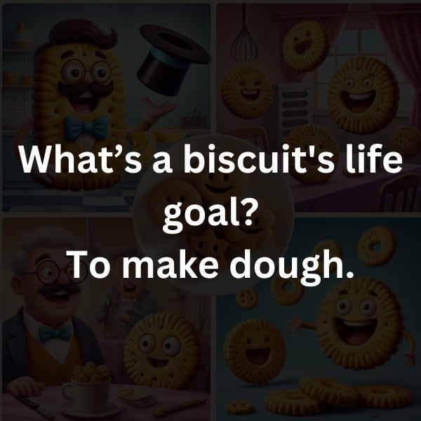 What’s a biscuit's life goal? To make dough.
