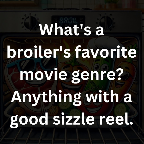 What's a broiler's favorite movie genre_ Anything with a good sizzle reel