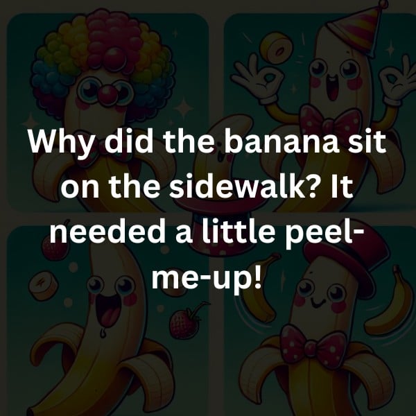 Why did the banana sit on the sidewalk? It needed a little peel-me-up!