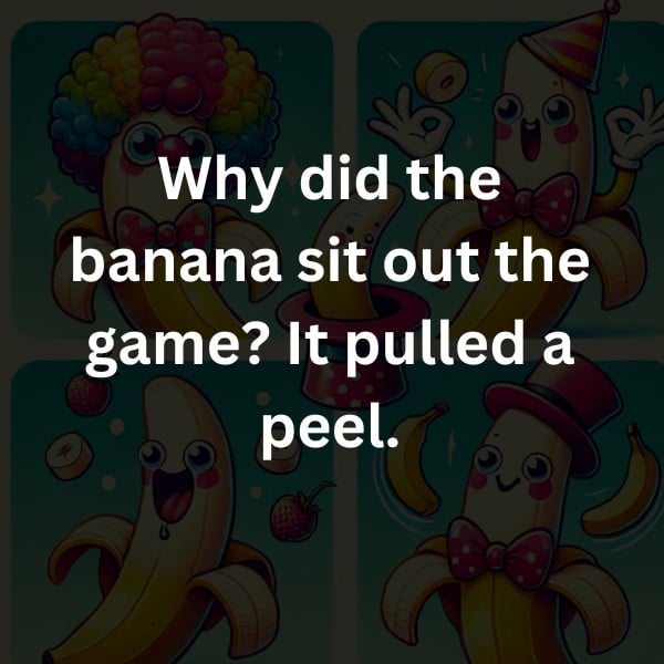 Why did the banana sit out the game? It pulled a peel.