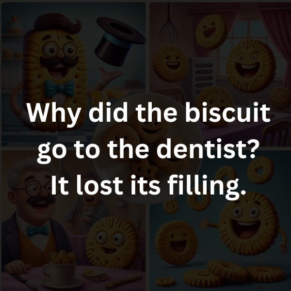 Why did the biscuit go to the dentist? It lost its filling.