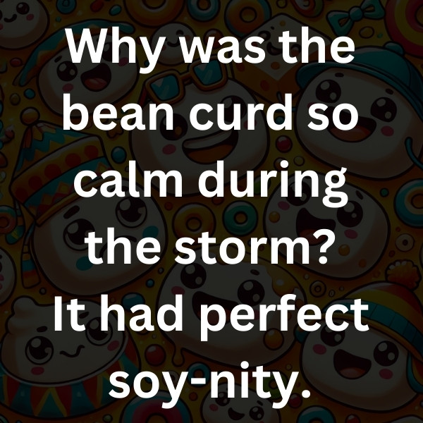 Why was the bean curd so calm during the storm_ It had perfect soy-nity