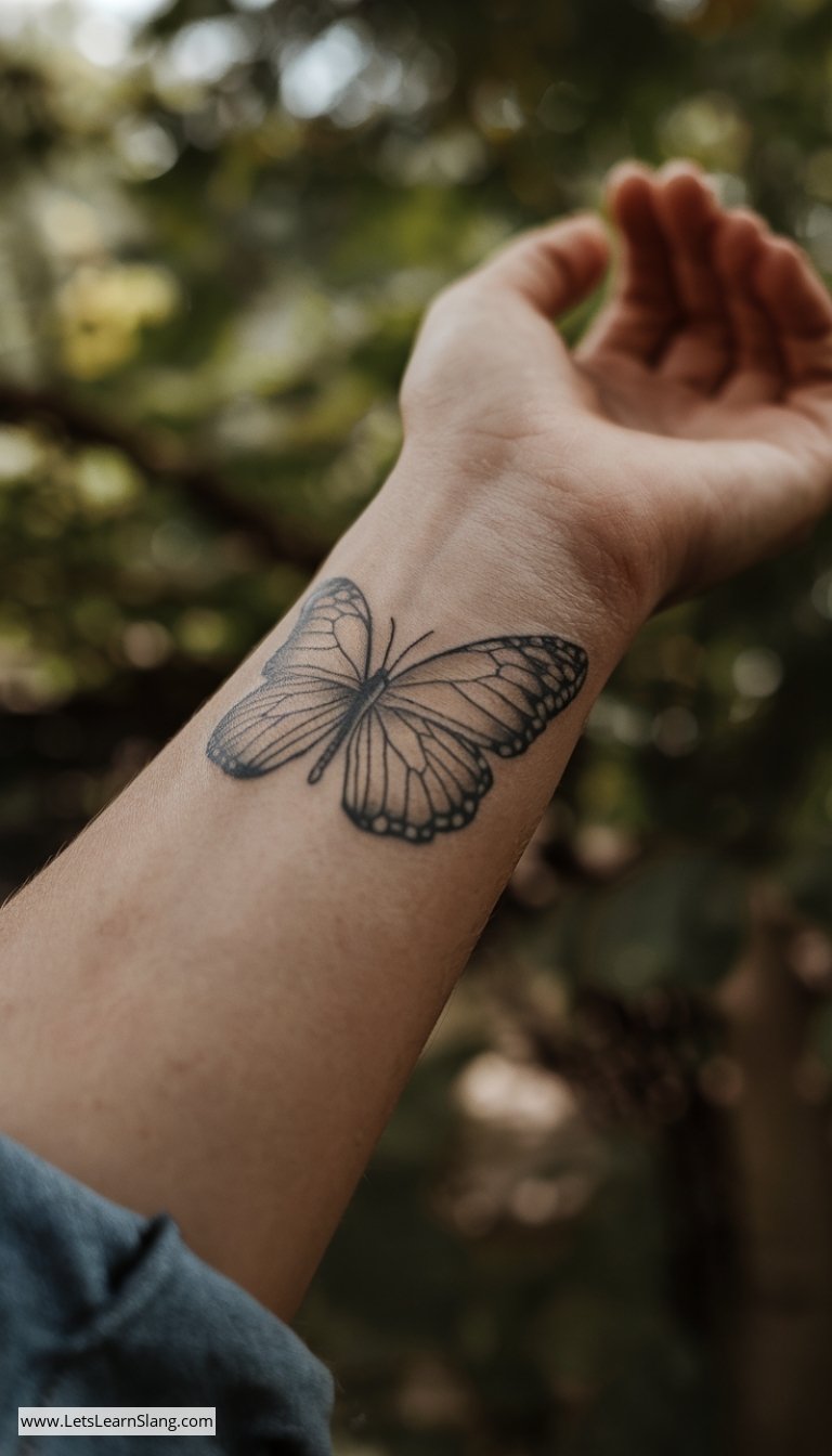 Delicate Butterfly Wrist Tattoo