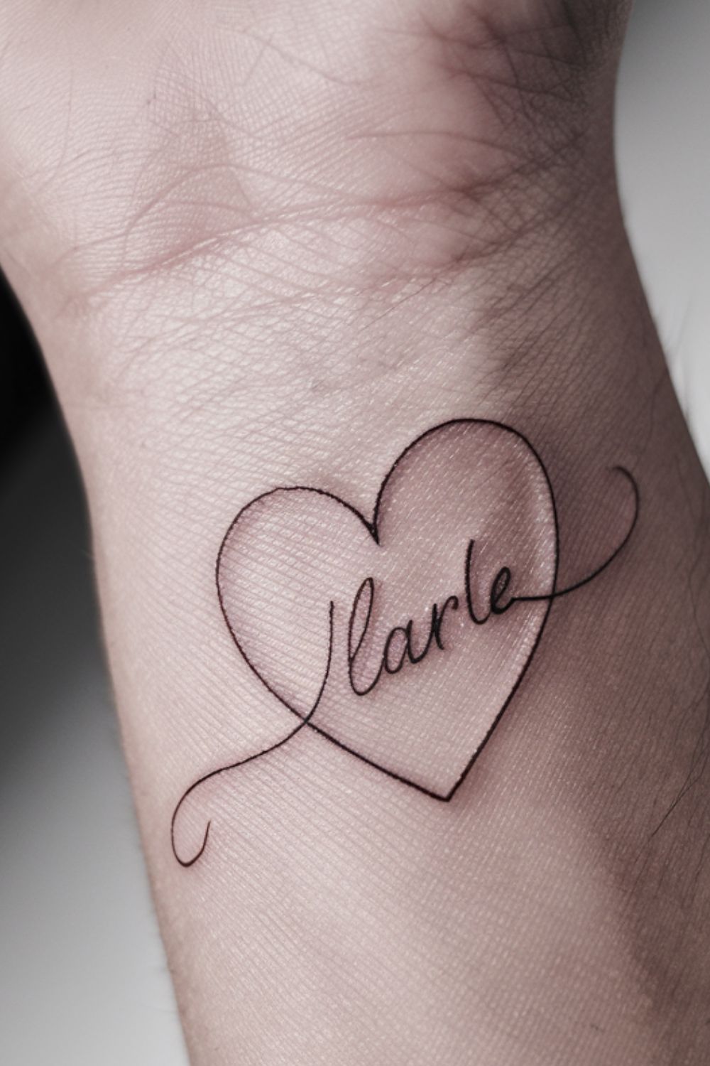 Heart & Script Name Wrist Tattoo