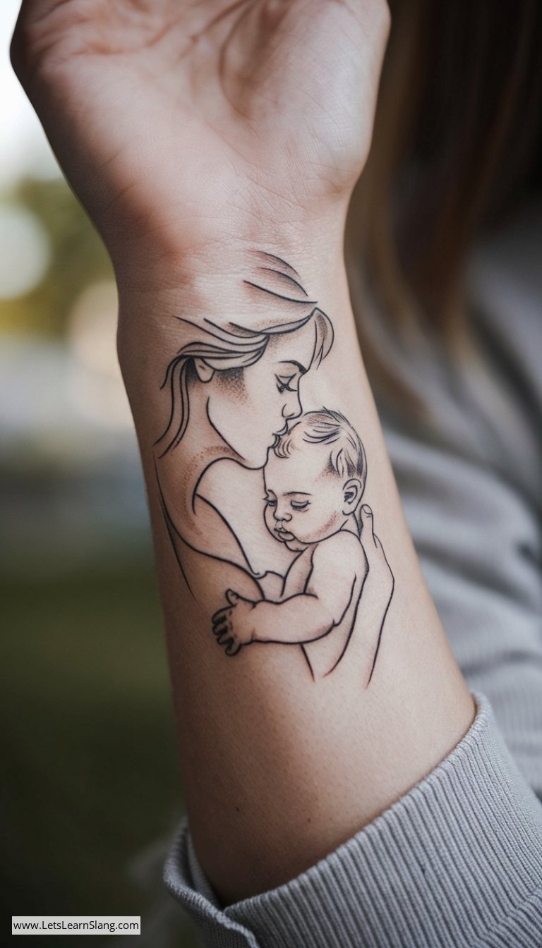 Mother's Kiss Wrist Tattoo