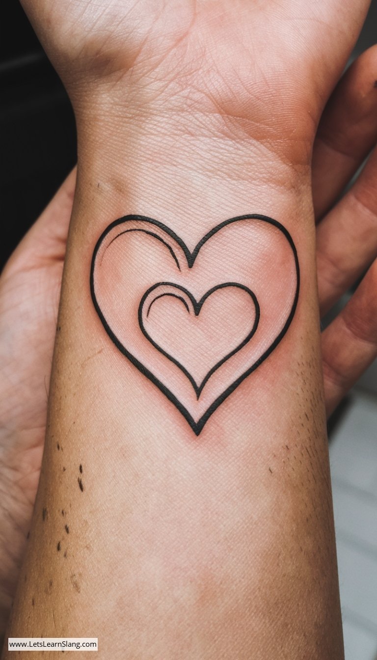 Nested Heart Wrist Tattoo for Women
