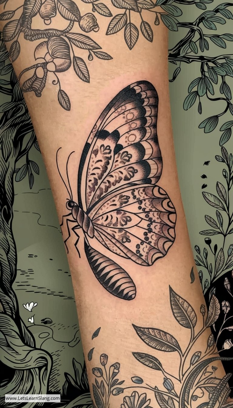 Paisley Butterfly Wrist Tattoo