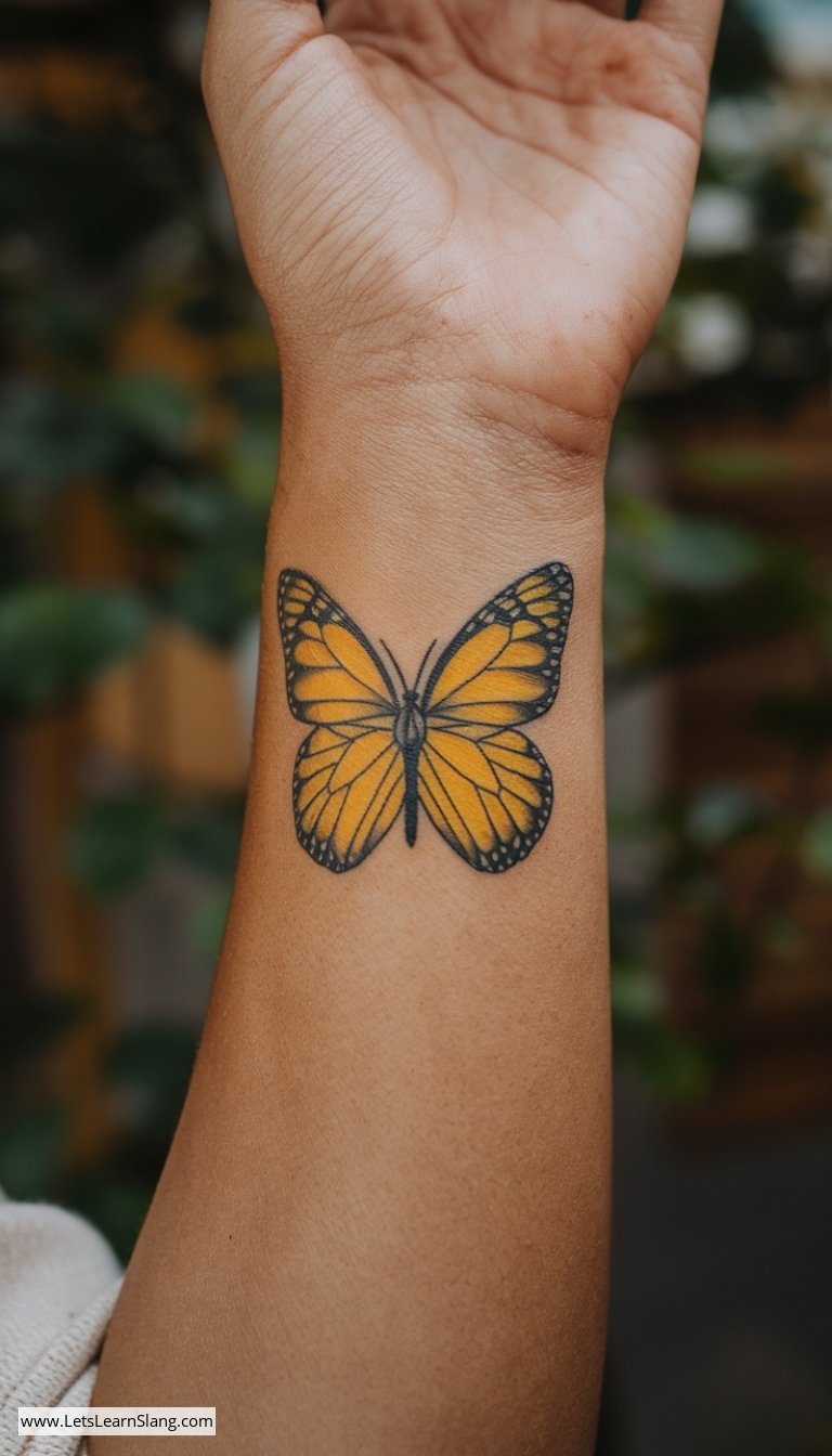 Sunny Butterfly Wrist Tattoo