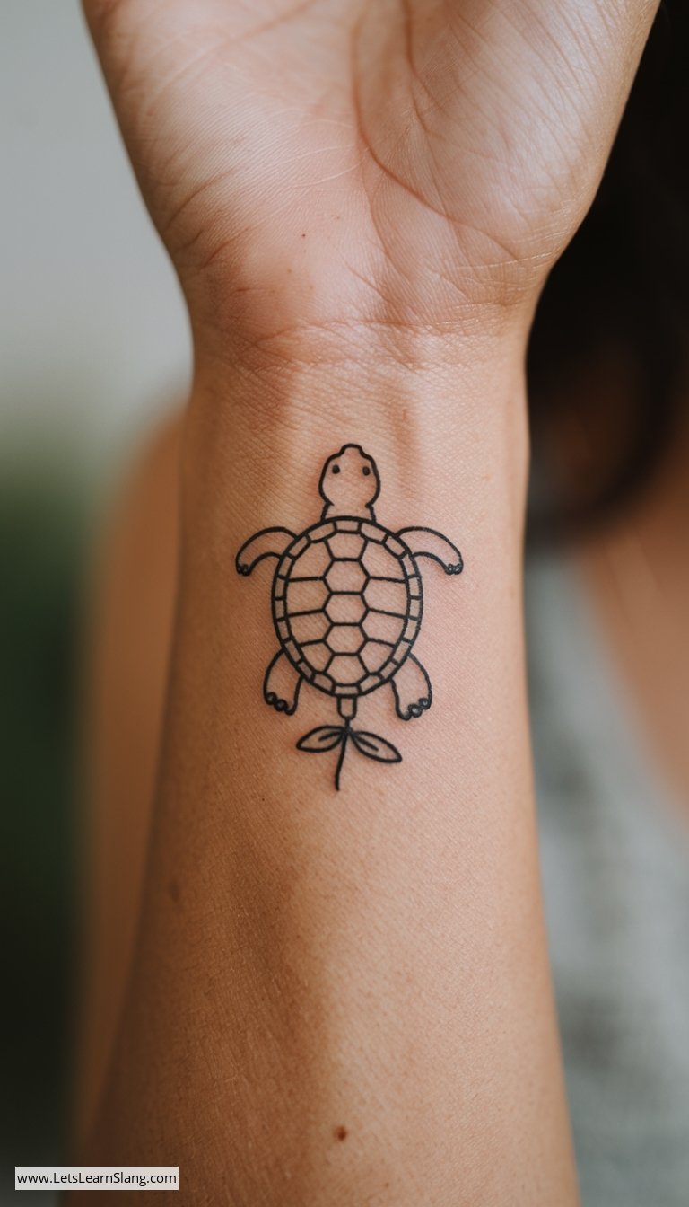 Tiny Turtle Wrist Tattoo