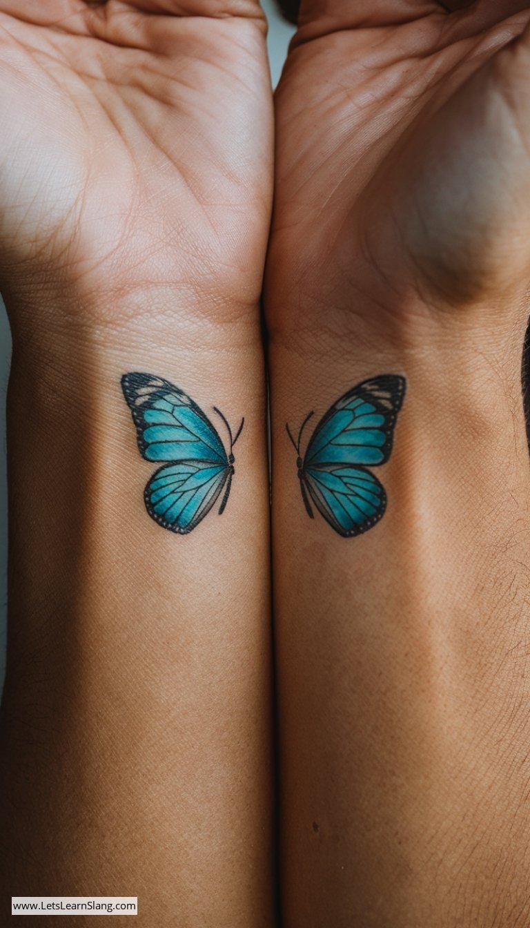 Twin Butterfly Wrist Tattoo for Women