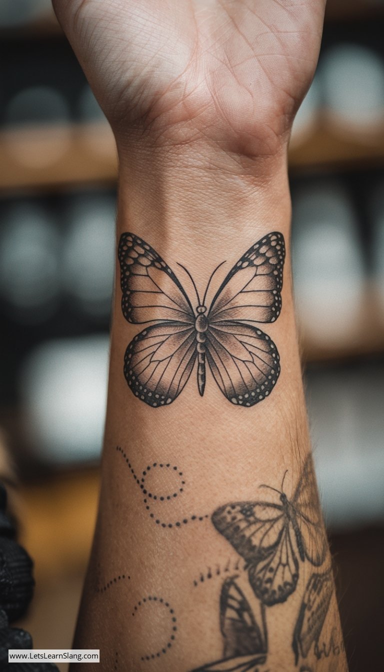 Vintage Butterfly Wrist Tattoo