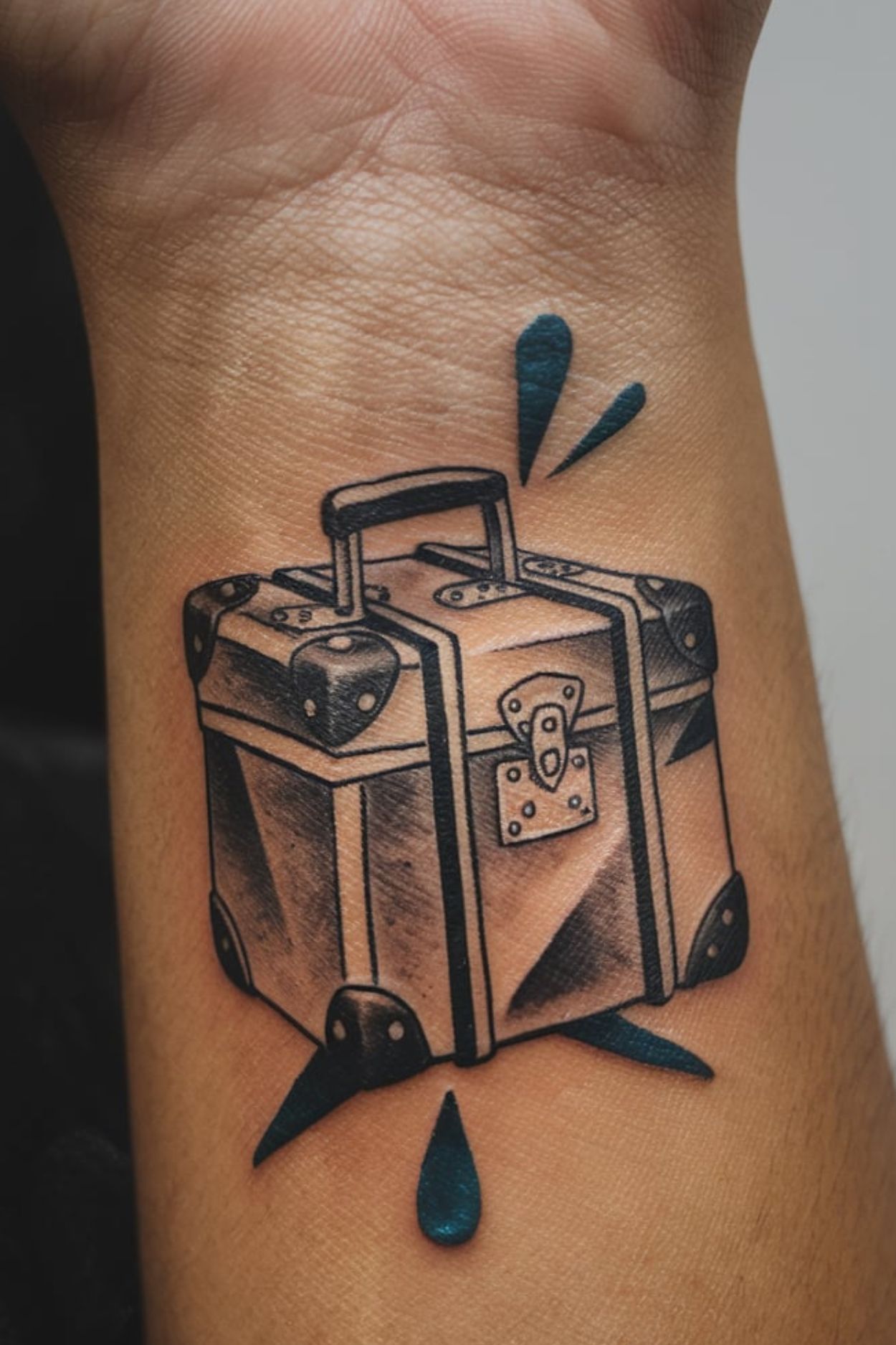 Small Suitcase Wrist Tattoo Ideas for Women 
