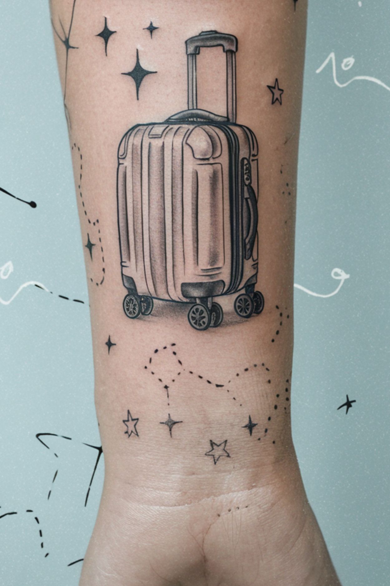 Small Luggage Wrist Tattoos for Women