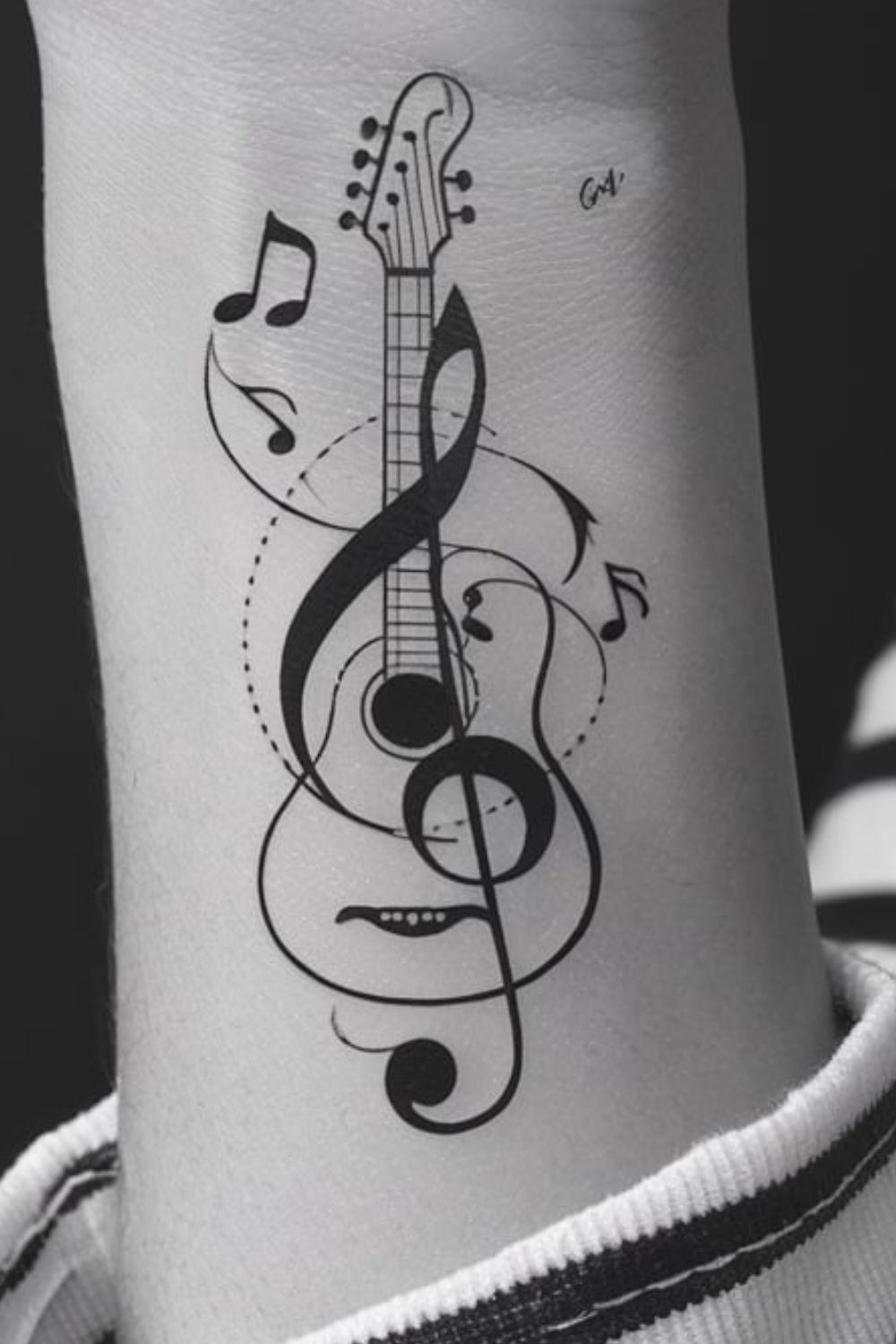 Small Guitar Wrist Tattoo Ideas for Women
