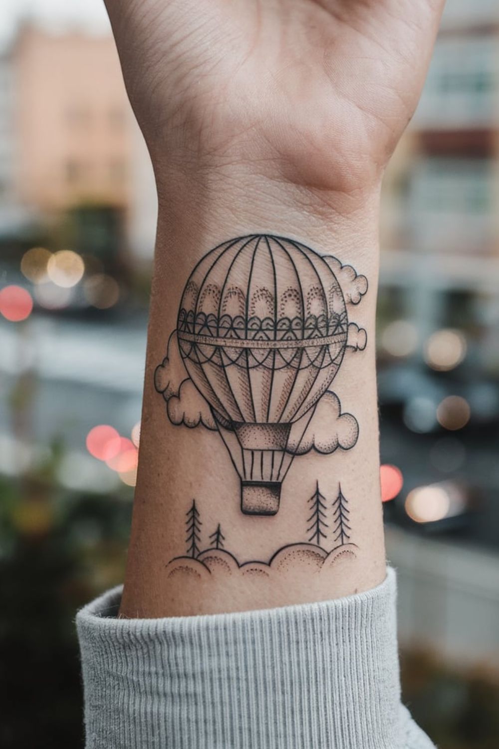 Hot Air Balloon Wrist Tattoos for Women