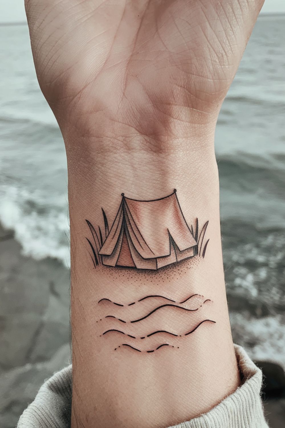 Small Tent Wrist Tattoos for Adventurous Women