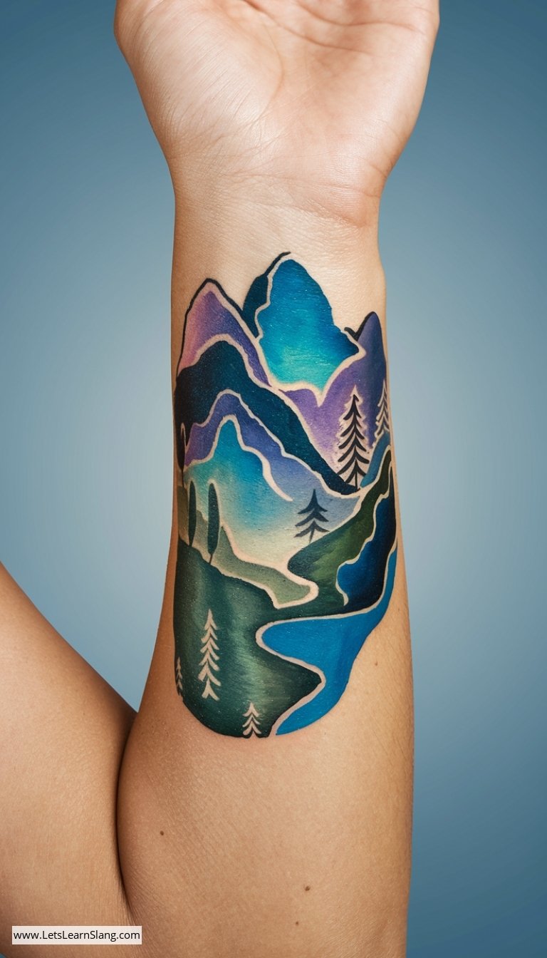 Abstract Art Postcard Tattoo on Wrist