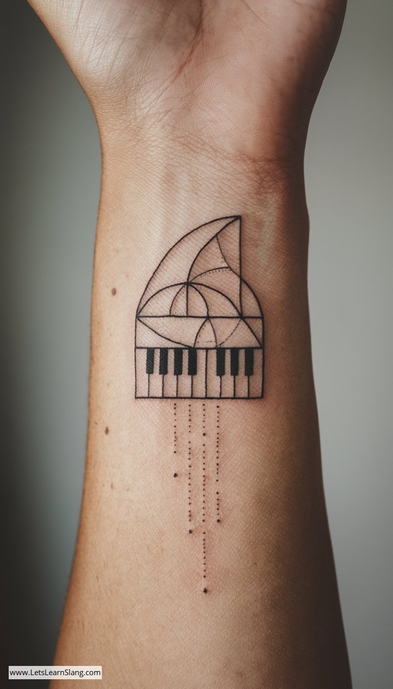 Abstract Geometric Piano Wrist Tattoo
