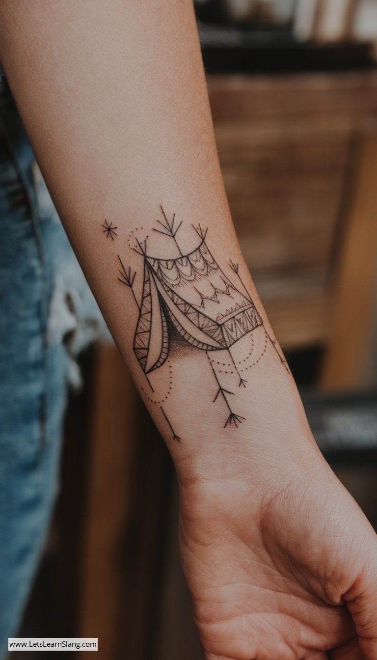 Abstract Tent Wrist Tattoo
