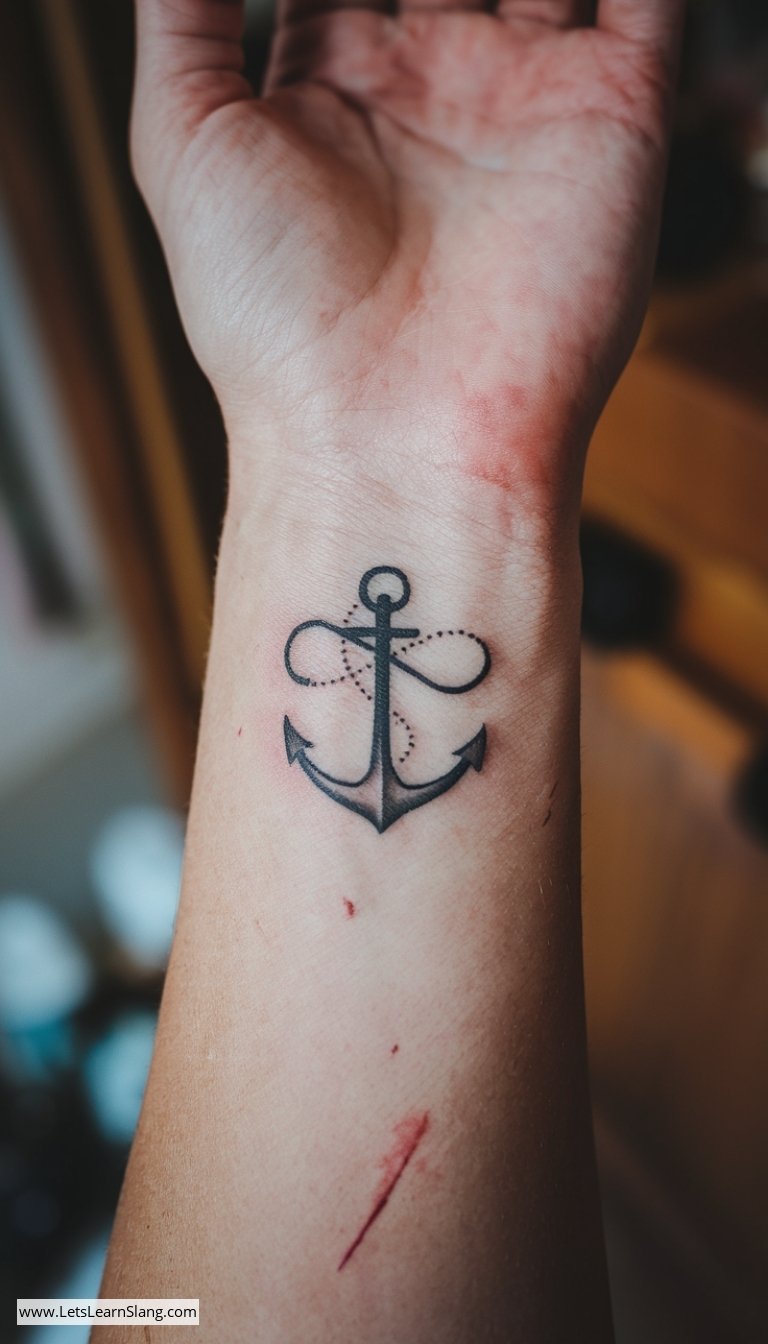 Anchor and Infinity Wrist Tattoo