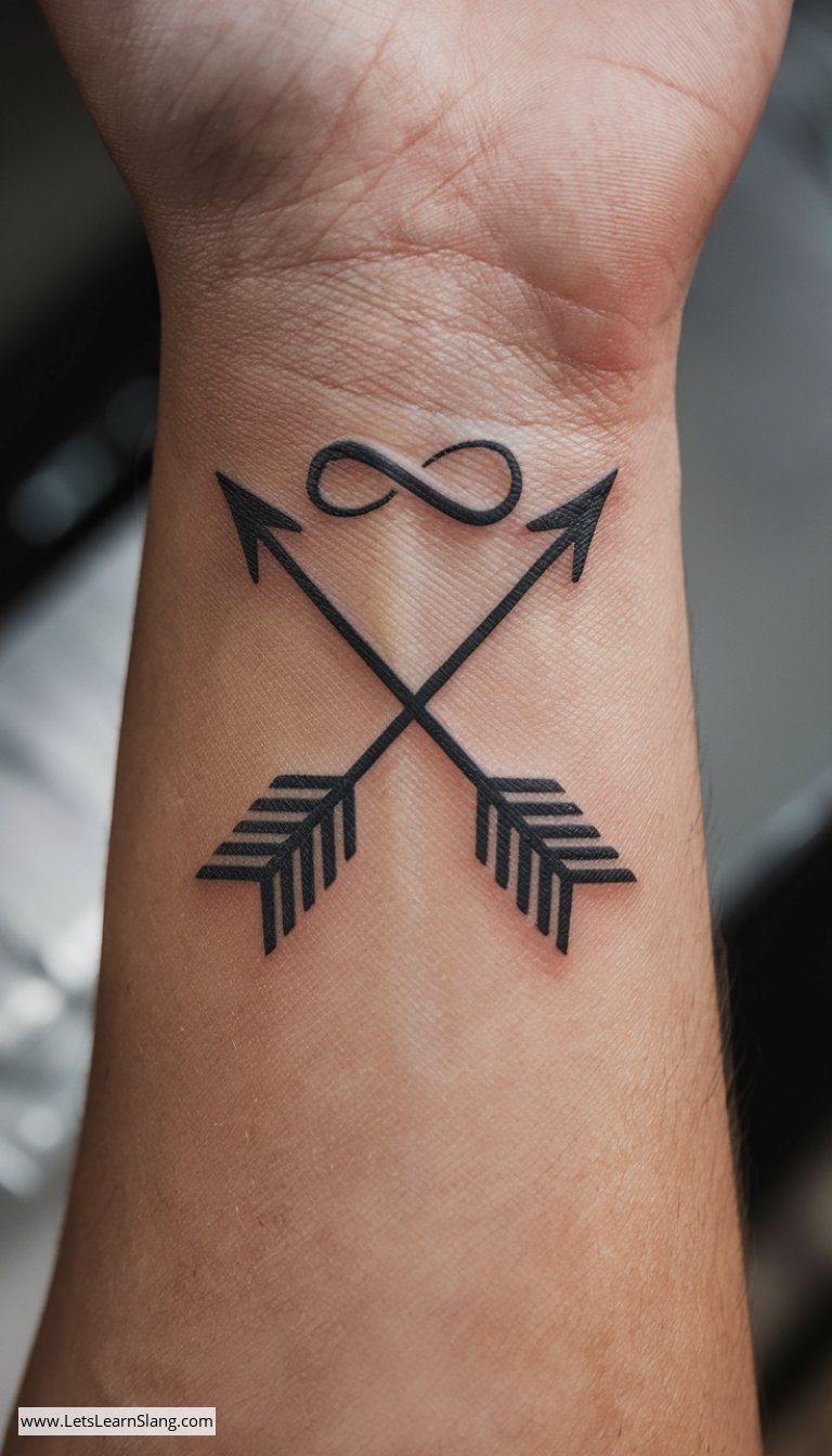 Arrow and Infinity Wrist Tattoo