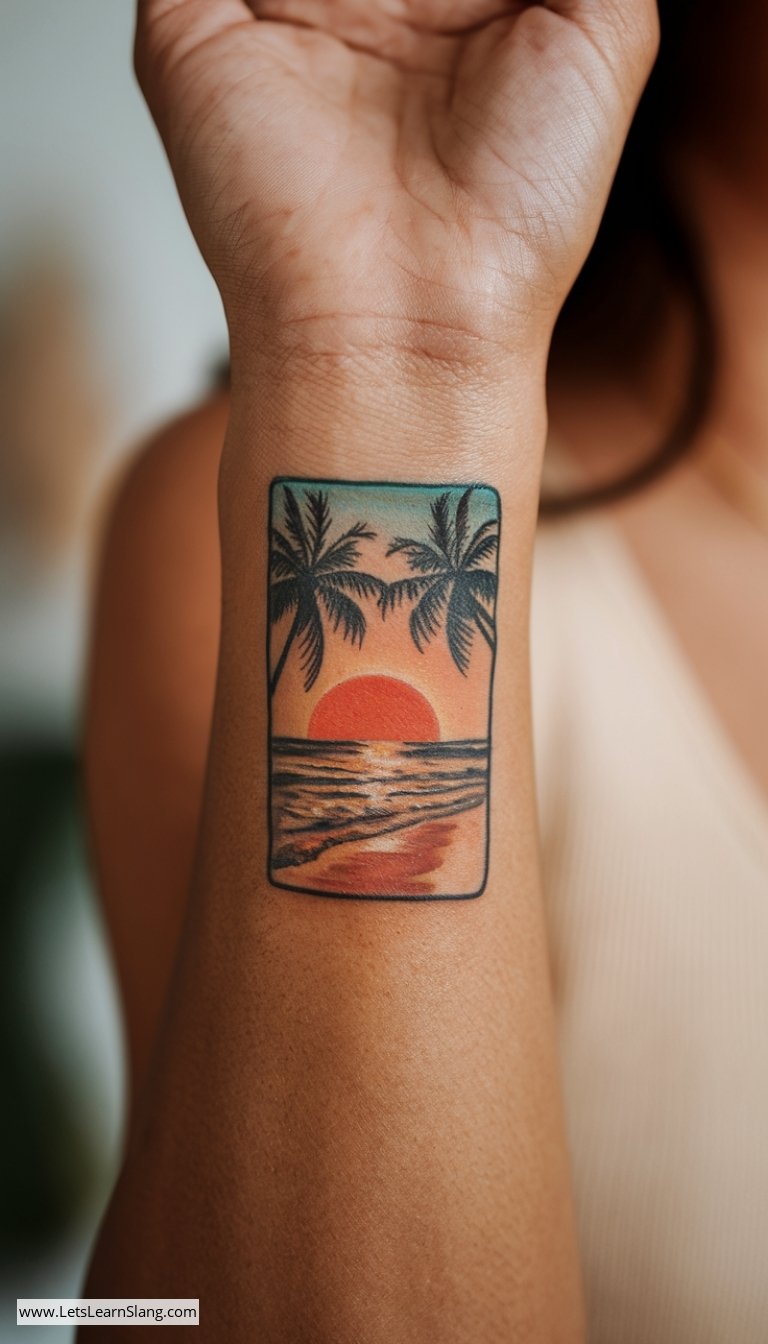 Beach Sunset Postcard Tattoo
