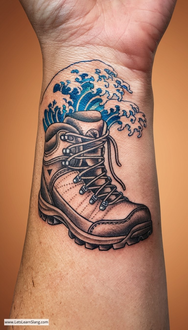Beach Trail Boot Wrist Tattoo
