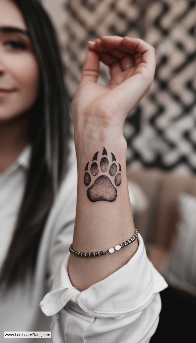 Bear Paw Print Wrist Tattoo for Women