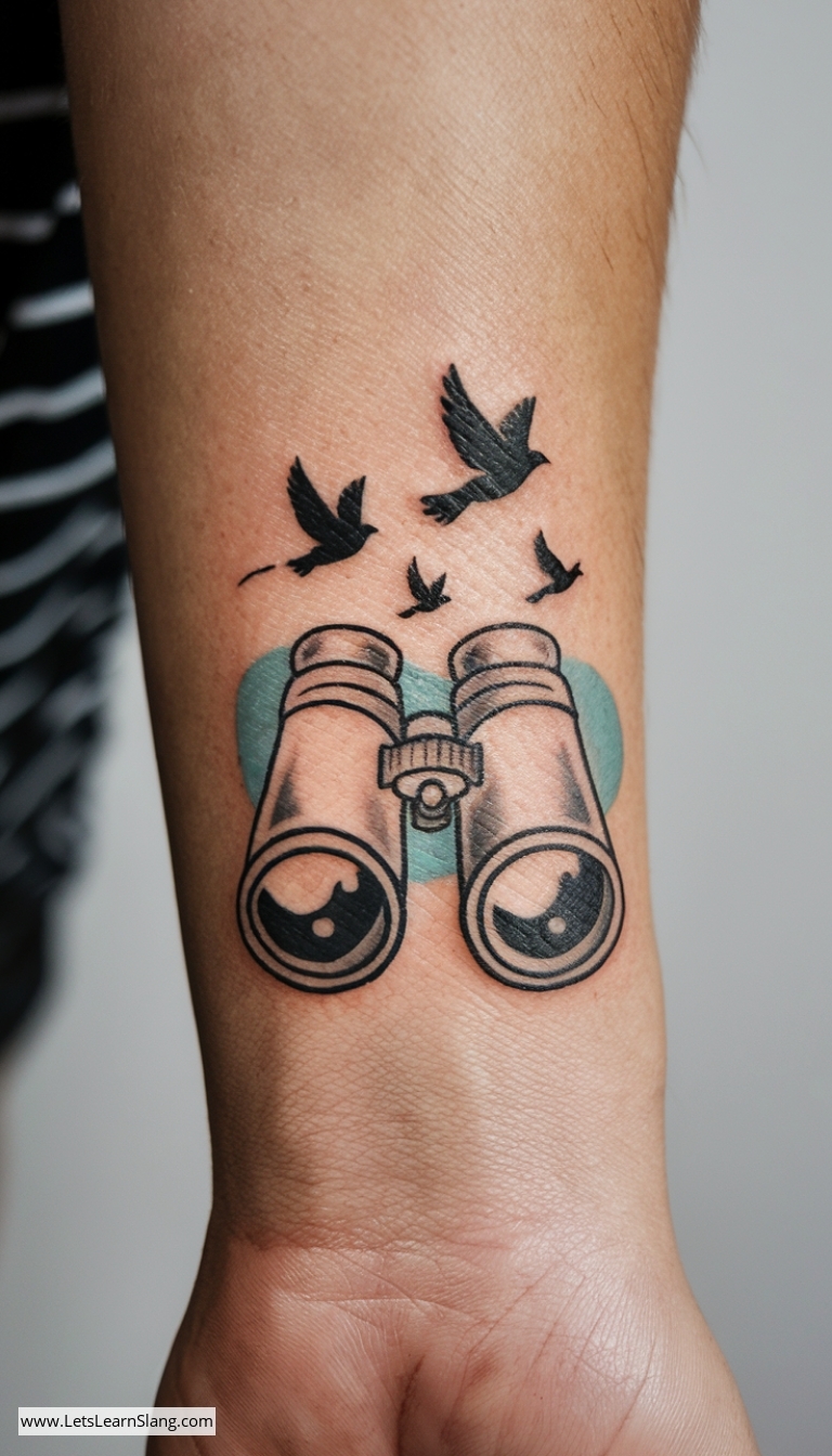 Bird-Watching Binoculars Wrist Tattoo