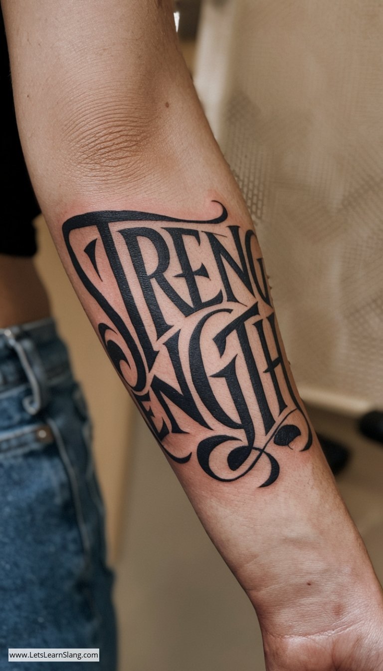 Bold 'Strength' Wrist Tattoo