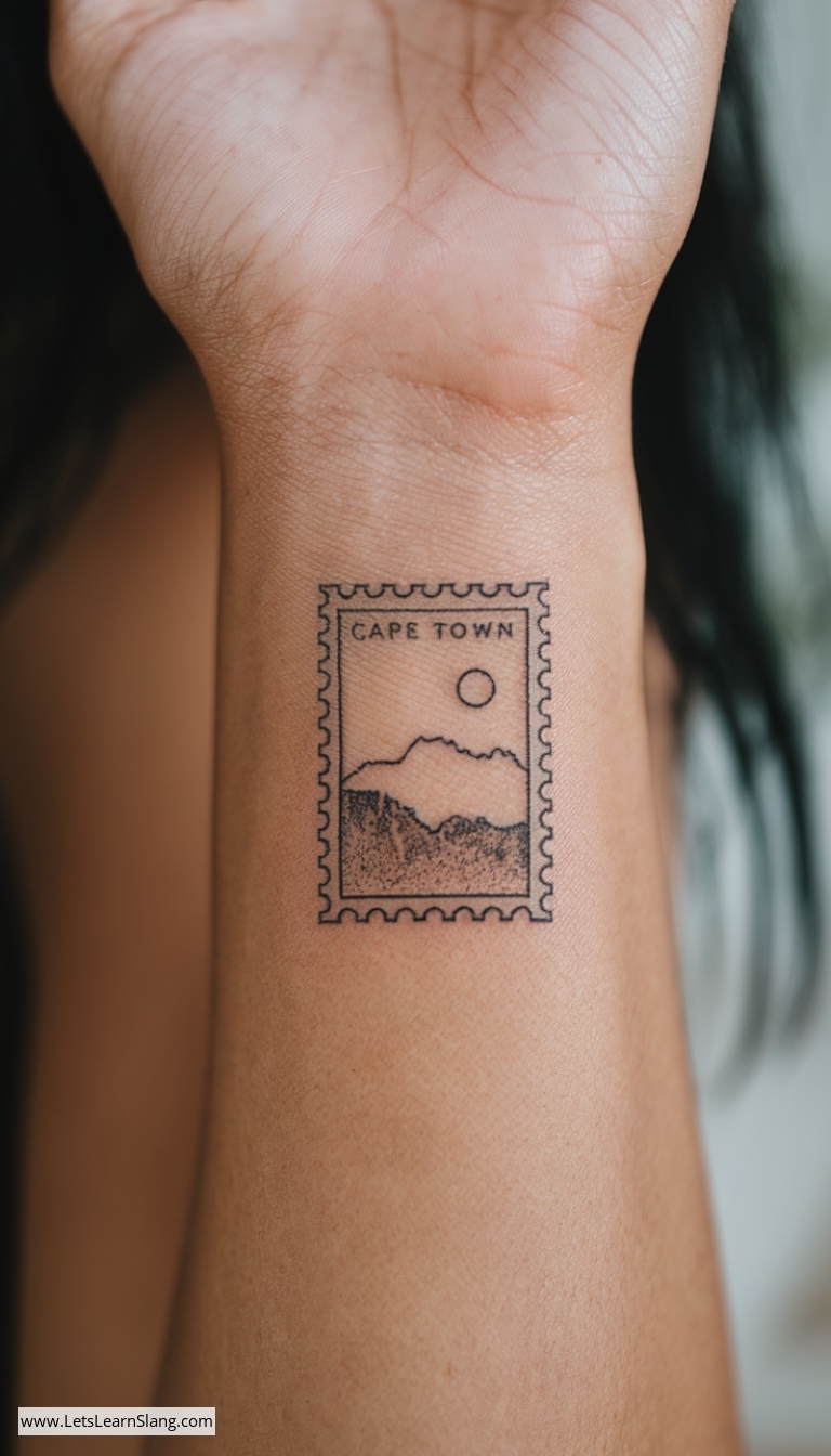 Cape Town Table Mountain Stamp Tattoo