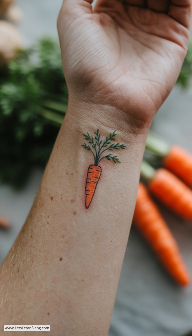 Carrot Greens Wrist Tattoo