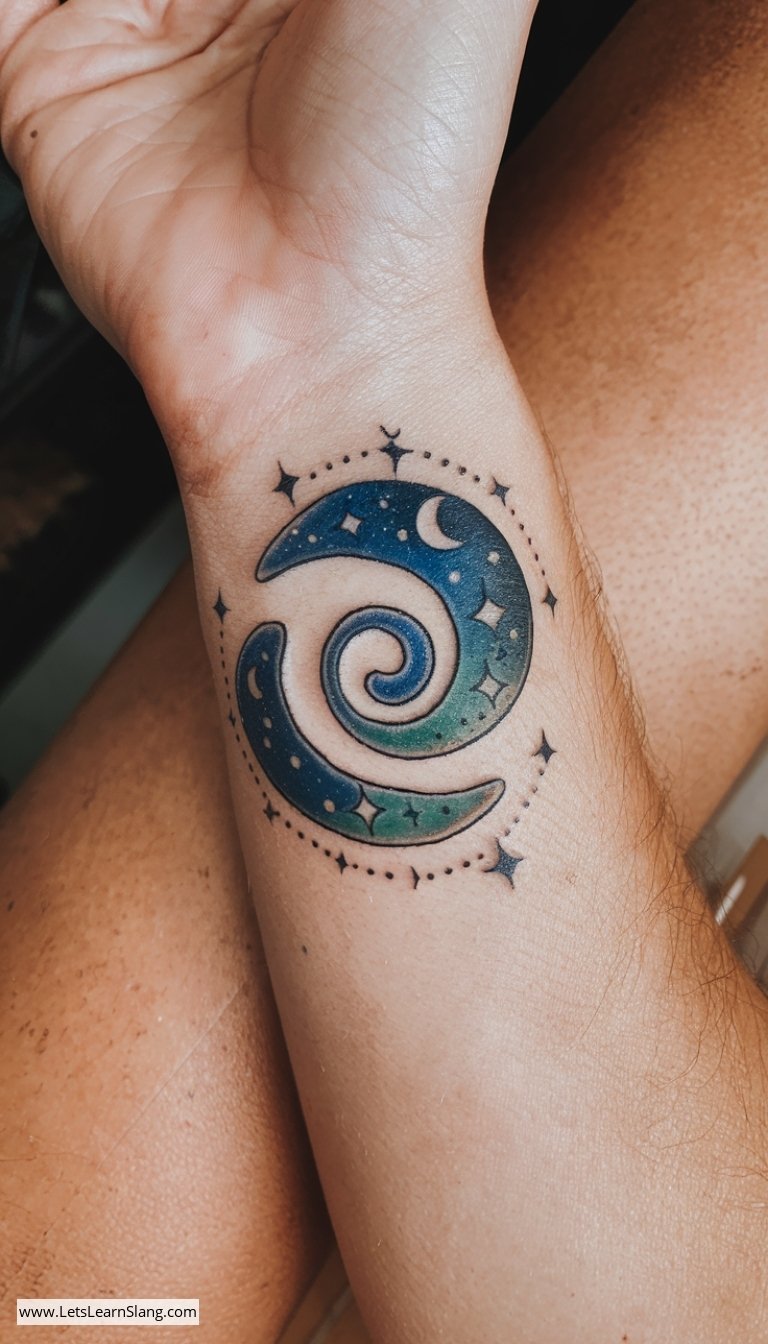 Celestial Spiral Wrist Tattoo