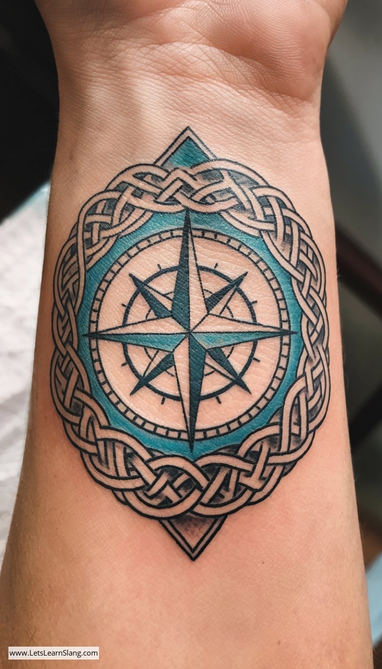 Celtic Compass Wrist Tattoo for Women