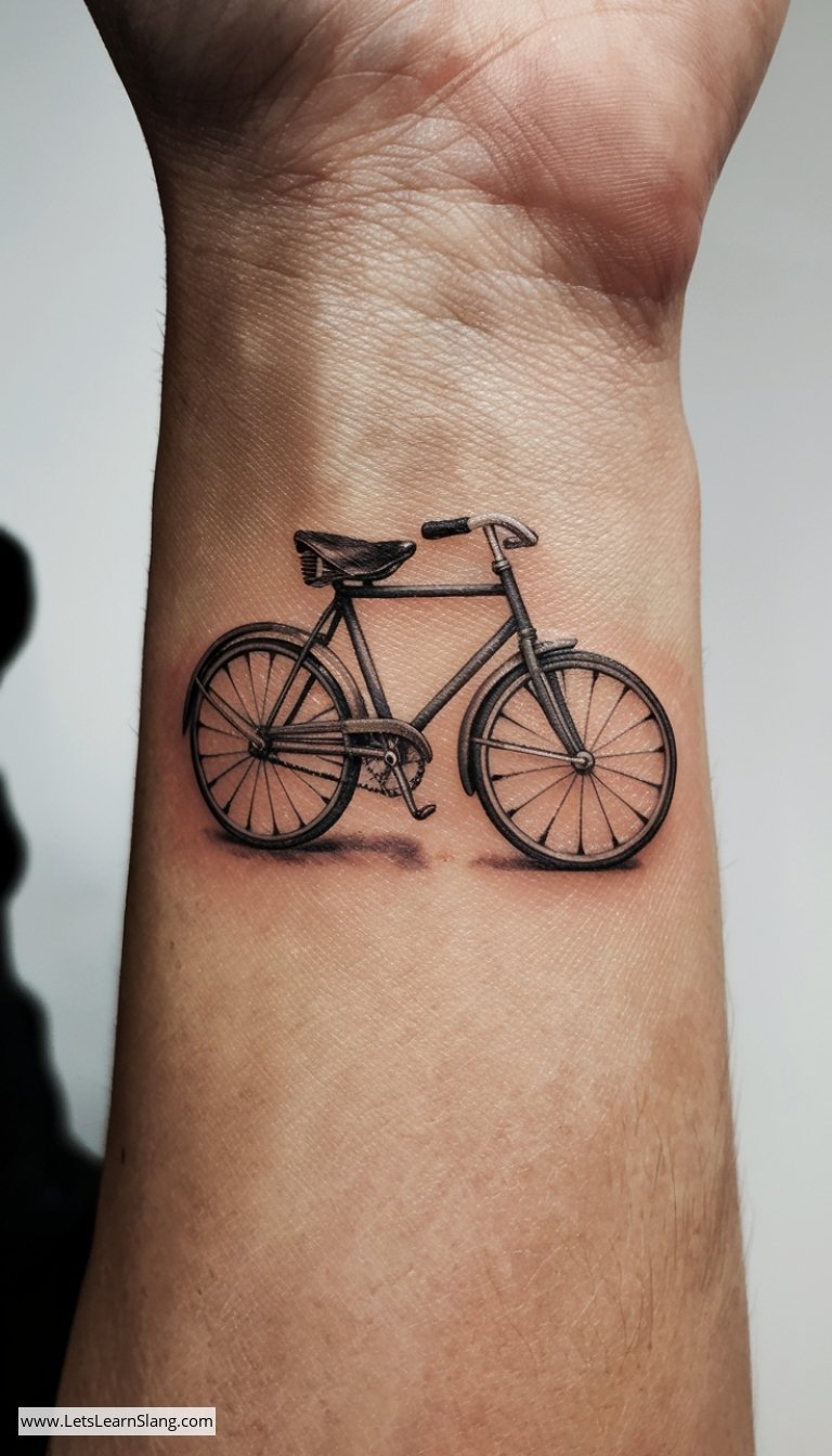 Charming Vintage Bicycle Wrist Tattoo