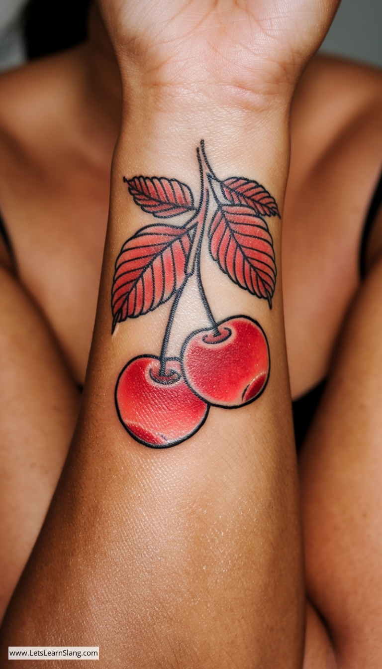 Cherished Cherries Wrist Tattoo
