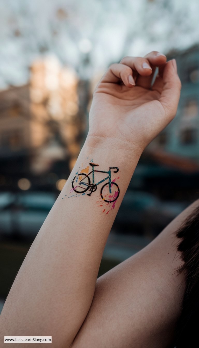 Color Splash Bicycle Tattoo
