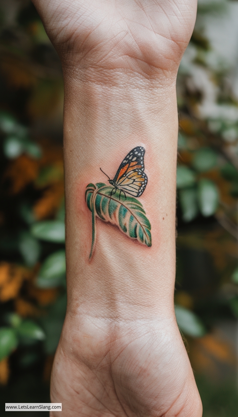 Colorful Butterfly Garden Wrist Tattoo