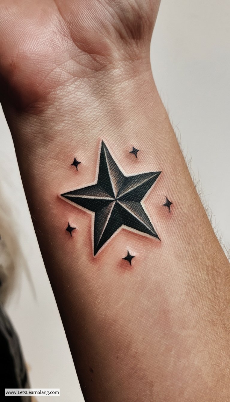 Contrast North Star Wrist Tattoo
