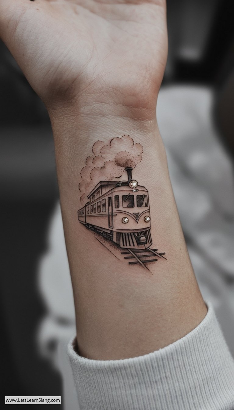 Dainty Electric Train Wrist Tattoo