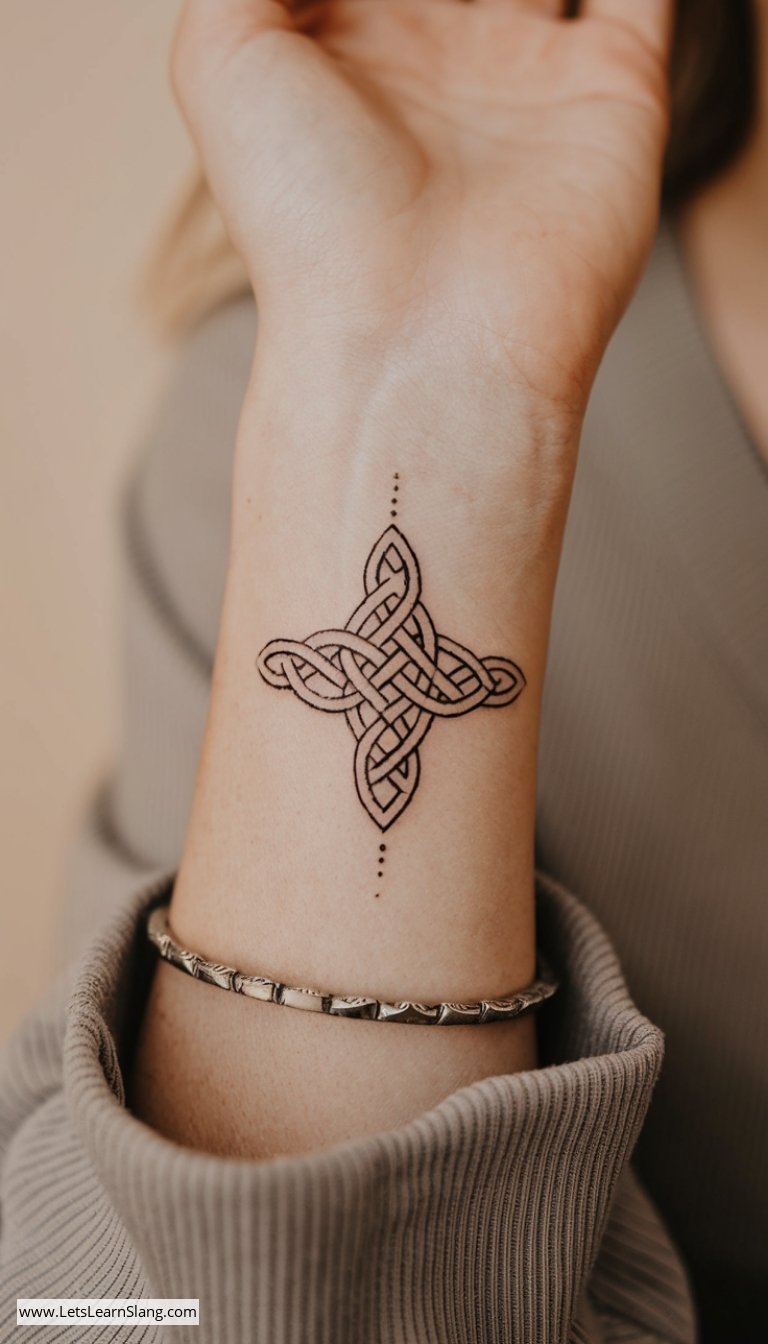 Delicate Celtic Knot Wrist Tattoo