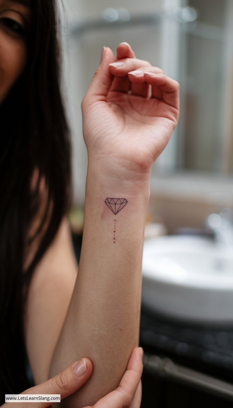 Delicate Diamond Outline Wrist Tattoo