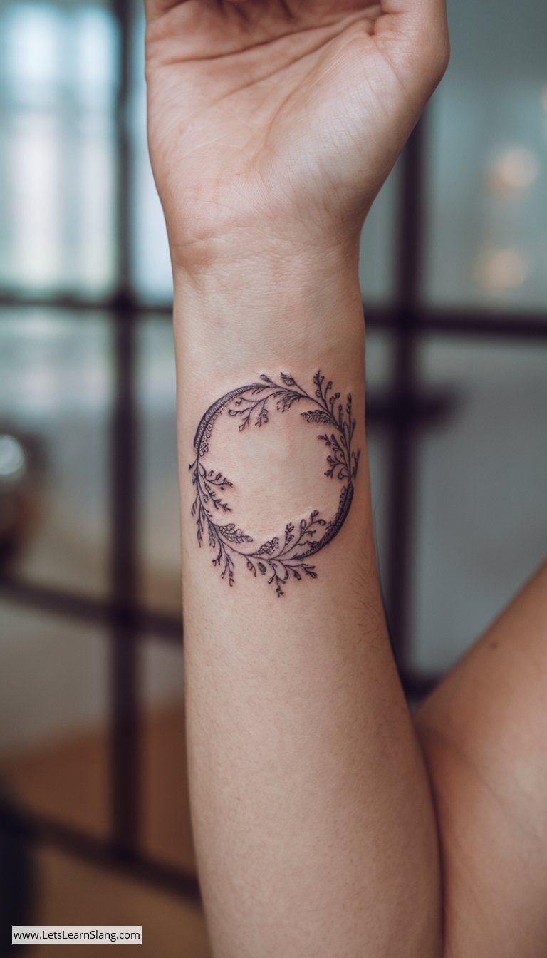 Delicate Lace Circle Wrist Tattoo