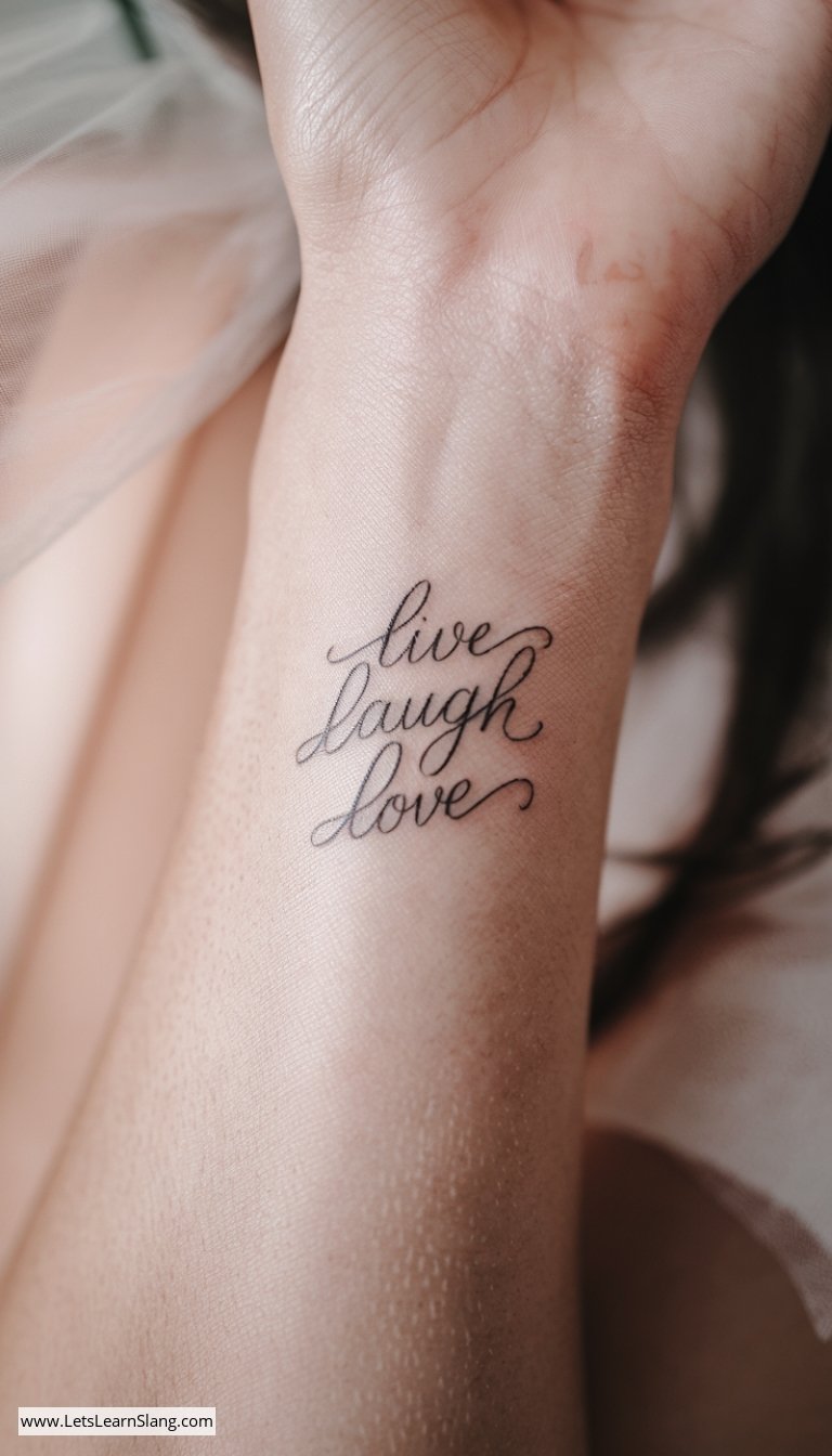 Delicate 'Live Laugh Love' Script Tattoo