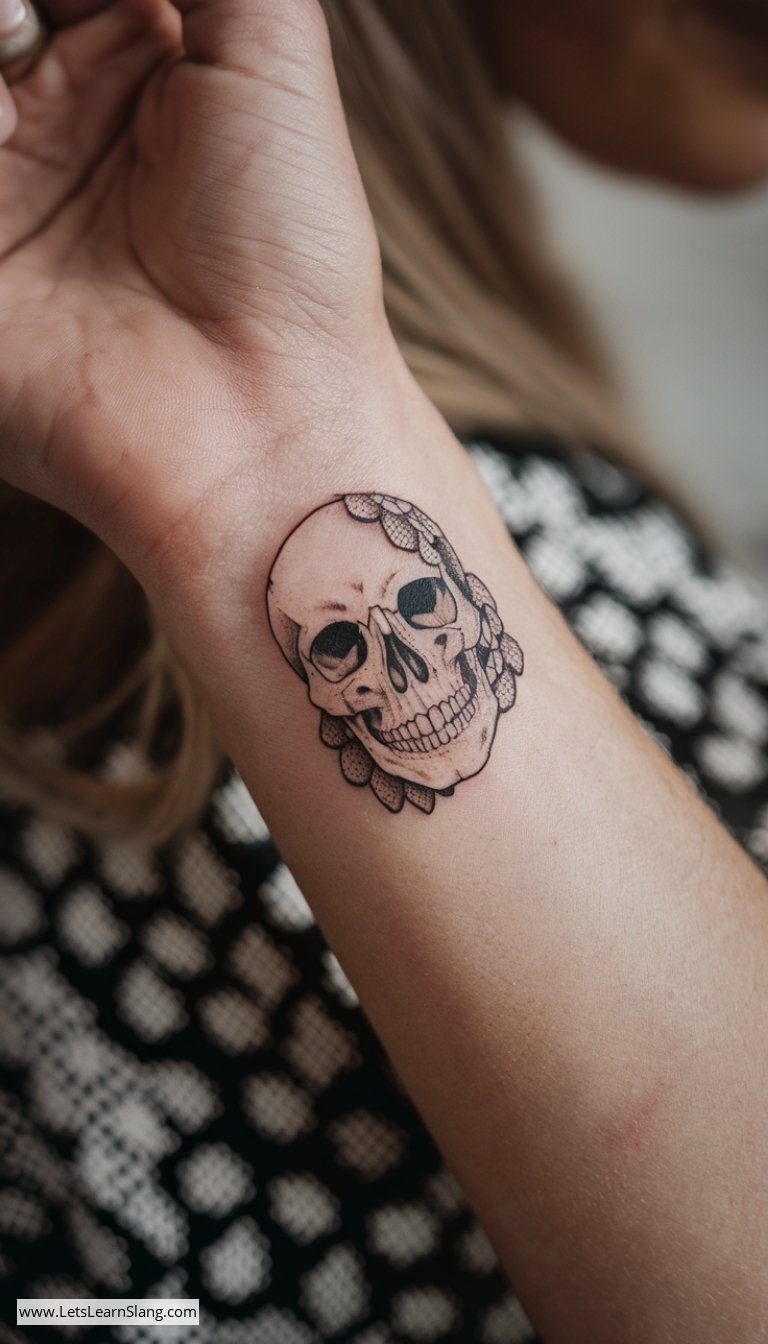 Delicate Skull Wrist Tattoo for Women