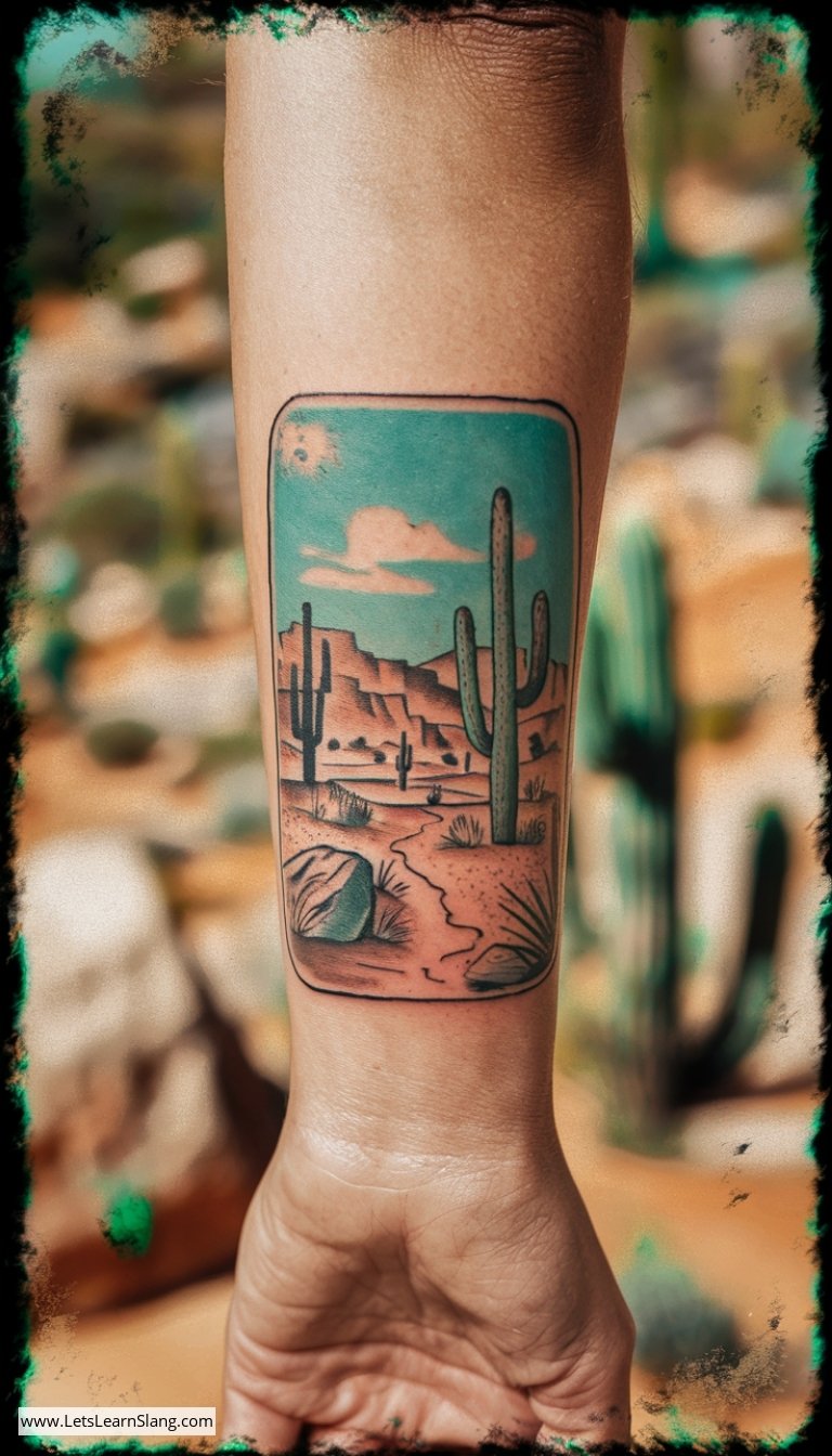 Desert Cacti Postcard Wrist Tattoo